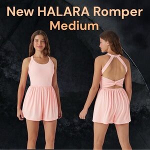 HALARA Light Peach/ Pink Halter Romper Open Back Medium NWT